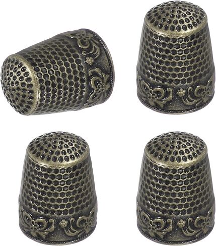 PATIKIL Sewing Thimble, 4 Pcs Metal Thimbles for Hand Sewing Finger Protector Quilting Craft Supplies Kits Accessories Needlework Hand Embroidery DIY Tools, Gold in Saudi Arabia