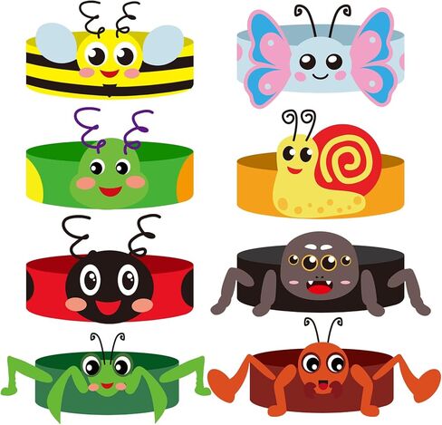 Cinrobiye24 Set Spring Insect Paper Crown Craft Kit DIY Bug Headbands Hat Craft Summer Springtime Party Accessory Favor Supplies for School Home Animal Themed Fun Activity Birthday Party Art Supplies in Saudi Arabia