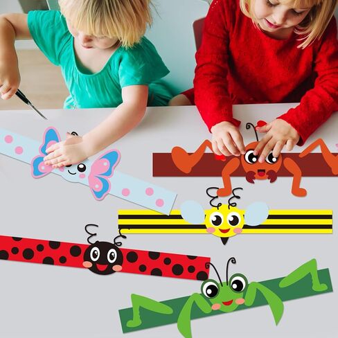 Cinrobiye24 Set Spring Insect Paper Crown Craft Kit DIY Bug Headbands Hat Craft Summer Springtime Party Accessory Favor Supplies for School Home Animal Themed Fun Activity Birthday Party Art Supplies in Saudi Arabia