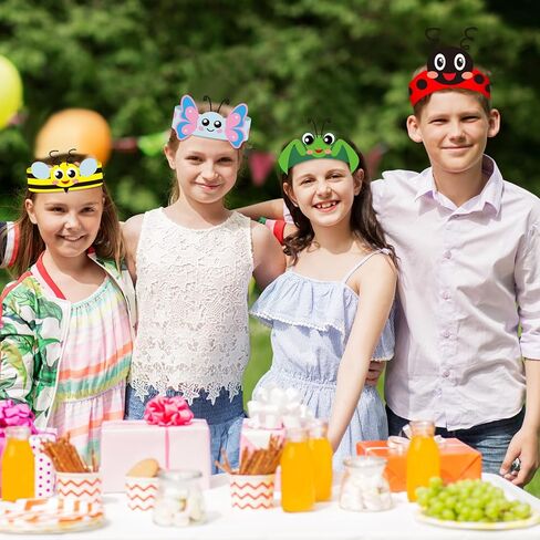 Cinrobiye24 Set Spring Insect Paper Crown Craft Kit DIY Bug Headbands Hat Craft Summer Springtime Party Accessory Favor Supplies for School Home Animal Themed Fun Activity Birthday Party Art Supplies in Saudi Arabia