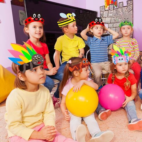 Cinrobiye24 Set Spring Insect Paper Crown Craft Kit DIY Bug Headbands Hat Craft Summer Springtime Party Accessory Favor Supplies for School Home Animal Themed Fun Activity Birthday Party Art Supplies in Saudi Arabia