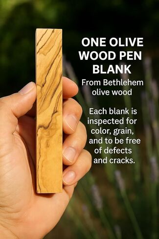 Zuluf Olive Wood Pen Blank 3/4" x3/4" x5-1/4 – Premium Holy Land Wood Blank for Turning, Carving, Craft, Lathe Projects, Pen Making Supplies – Authentic Bethlehem Olive Wood for Woodturning & DIY in Saudi Arabia