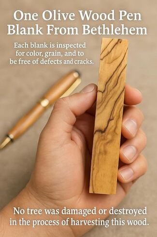 Zuluf Olive Wood Pen Blank 3/4" x3/4" x5-1/4 – Premium Holy Land Wood Blank for Turning, Carving, Craft, Lathe Projects, Pen Making Supplies – Authentic Bethlehem Olive Wood for Woodturning & DIY in Saudi Arabia