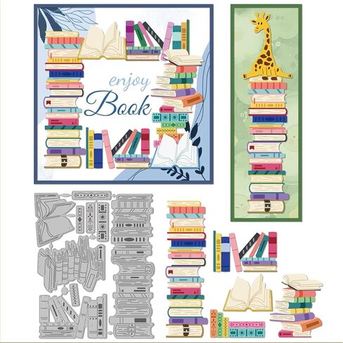 Stacked Books Cutting Dies Metal Retro Layered Book Backgrounds Frame Shakers Cutting Die Template Paper Cutting Dies for Scrapbooking Card Making Crafts Paper Cards in Saudi Arabia