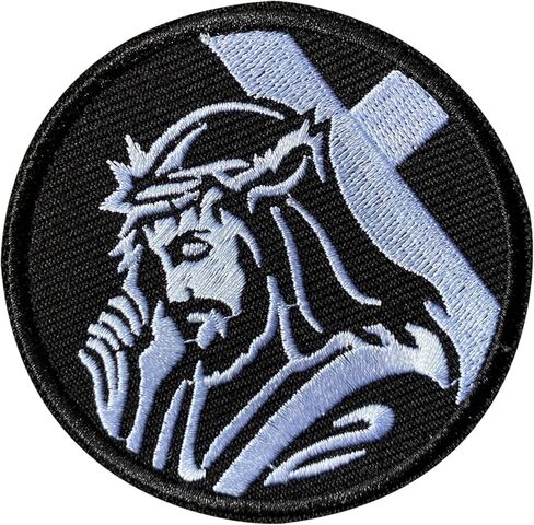 Jesus Christ Carrying The Cross Hook and Loop Patch, 3 Inches Sew On Patches, Embroidery Patches for Backpacks Bags Vest Dog Harness, Tactical Military Embroidered Patches, Catholic DIY Patch in Saudi Arabia