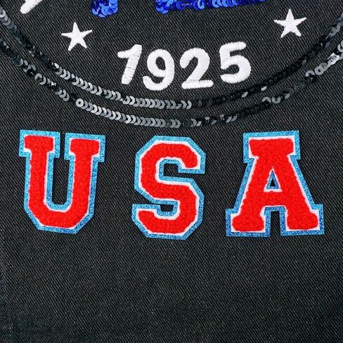 2.17 inch 9 PCS USA Patch Patriotic Patches Blue Border Glitter Chenille Letter Embroidered Iron On for DIY Decorative Clothing in Saudi Arabia