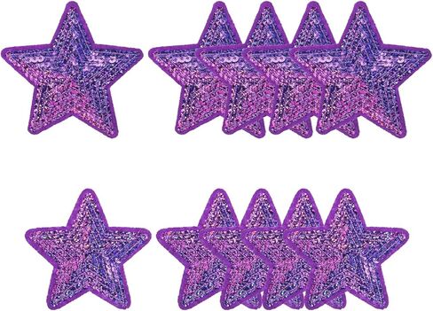 Sequin Star Iron on Patches Embroidered Sew Sequin Glitter Patch Appliques, Fit for DIY Shoes Hats Backpacks Clothing Repair - (10 Pack, Laser Purple, 2 Size) in Saudi Arabia