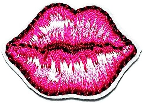 Umama Patch Set of 3 Mini Pink Lips Craft Patches Pink Lips Lipstick sexy love Cartoon Patch Embroidered Sew on Iron on Patch for Backpacks Jeans Clothing in Saudi Arabia