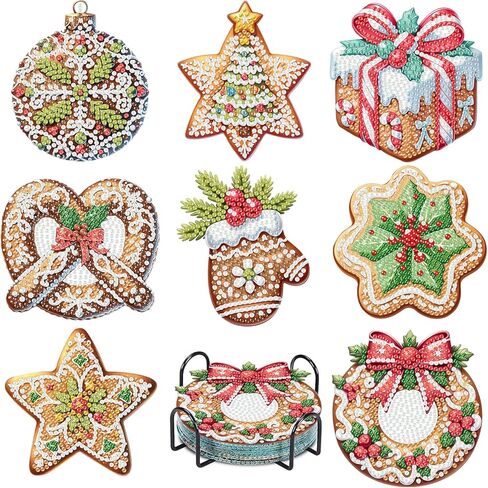 Masendp 8 Pieces Diamond Art Coaster - Flower Diamond Painting Kit with Stand, DIY Flower Diamond Art Coaster Set for Beginners Adult Art Craft Supplies Gifts in Saudi Arabia