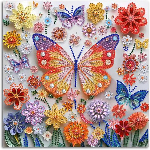 ICYANART Butterfly Special Shape Diamond Painting Kits, Diamond Art Kits for Adults, Crystal Rhinestones Painting for Home Wall Decoration 11.8x11.8 inch in Saudi Arabia