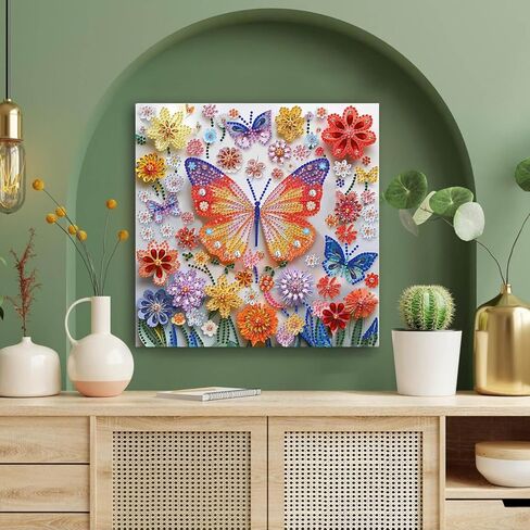 ICYANART Butterfly Special Shape Diamond Painting Kits, Diamond Art Kits for Adults, Crystal Rhinestones Painting for Home Wall Decoration 11.8x11.8 inch in Saudi Arabia
