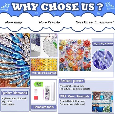 ICYANART Butterfly Special Shape Diamond Painting Kits, Diamond Art Kits for Adults, Crystal Rhinestones Painting for Home Wall Decoration 11.8x11.8 inch in Saudi Arabia