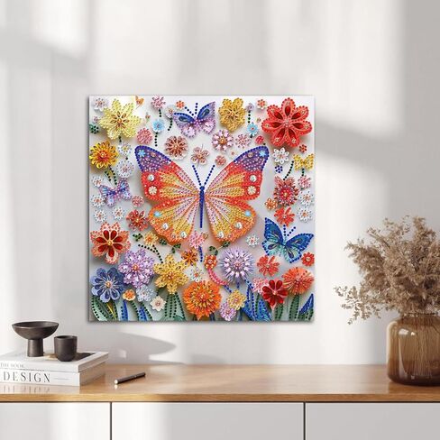 ICYANART Butterfly Special Shape Diamond Painting Kits, Diamond Art Kits for Adults, Crystal Rhinestones Painting for Home Wall Decoration 11.8x11.8 inch in Saudi Arabia