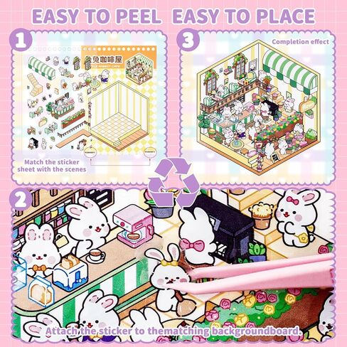 كتابان من ملصقات المشهد ثلاثي الأبعاد يمكنك صنعها بنفسك مع 40 مجموعة من ملصقات المنزل ثلاثية الأبعاد اصنع بنفسك ملصق علاج مشهد الرسوم المتحركة المصغر الخاص بك لتخفيف التوتر وتمضية الوقت in Kuwait