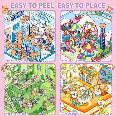 كتابان من ملصقات المشهد ثلاثي الأبعاد يمكنك صنعها بنفسك مع 40 مجموعة من ملصقات المنزل ثلاثية الأبعاد اصنع بنفسك ملصق علاج مشهد الرسوم المتحركة المصغر الخاص بك لتخفيف التوتر وتمضية الوقت in Kuwait