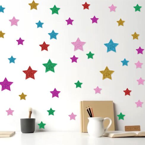 180 Pcs Self Adhesive Puffy Star Sticker Holographic Glitter Foam Stickers Decals for Crafts Star Wall Stickers for Scrapbooks Greeting Cards Home Birthday Party Graduation Decoration in Saudi Arabia