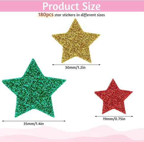 180 Pcs Self Adhesive Puffy Star Sticker Holographic Glitter Foam Stickers Decals for Crafts Star Wall Stickers for Scrapbooks Greeting Cards Home Birthday Party Graduation Decoration in Saudi Arabia