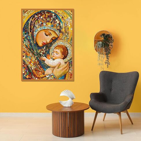 Christian Jesus Puzzle for Adults 1000 Pieces, Religious Mother Mary Jigsaw Puzzle, Colorful Mosaic Nativity Scene Puzzle as Home Decor in Saudi Arabia