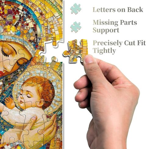 Christian Jesus Puzzle for Adults 1000 Pieces, Religious Mother Mary Jigsaw Puzzle, Colorful Mosaic Nativity Scene Puzzle as Home Decor in Saudi Arabia