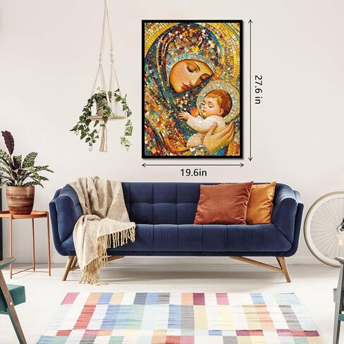 Christian Jesus Puzzle for Adults 1000 Pieces, Religious Mother Mary Jigsaw Puzzle, Colorful Mosaic Nativity Scene Puzzle as Home Decor in Saudi Arabia