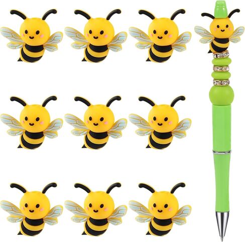 10Pcs 3D Bee Silicone Beads for Keychain Making Unique 3D Focals Animal Focal Beads for Pens Bracelets Necklace Earrings DIY Crafts Jewelry Making in Saudi Arabia