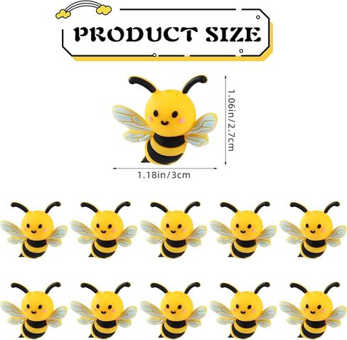 10Pcs 3D Bee Silicone Beads for Keychain Making Unique 3D Focals Animal Focal Beads for Pens Bracelets Necklace Earrings DIY Crafts Jewelry Making in Saudi Arabia