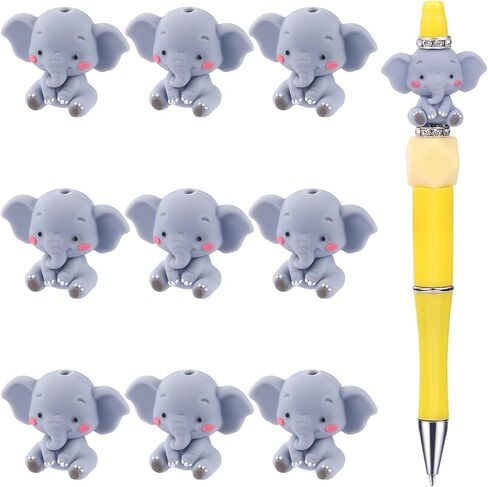 10Pcs 3D Bee Silicone Beads for Keychain Making Unique 3D Focals Animal Focal Beads for Pens Bracelets Necklace Earrings DIY Crafts Jewelry Making in Saudi Arabia