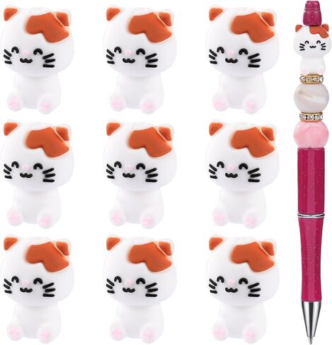 10Pcs 3D Bee Silicone Beads for Keychain Making Unique 3D Focals Animal Focal Beads for Pens Bracelets Necklace Earrings DIY Crafts Jewelry Making in Saudi Arabia