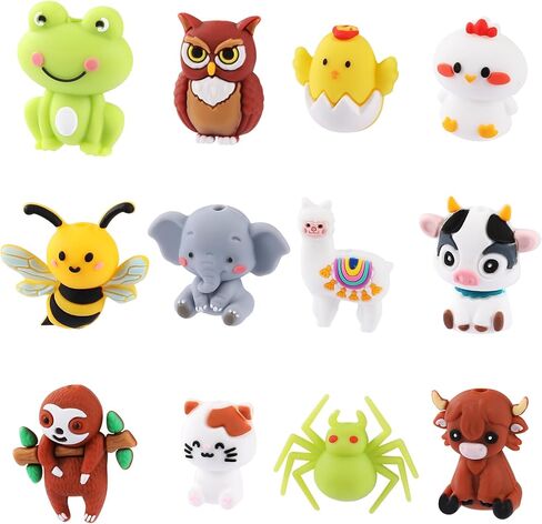 10Pcs 3D Bee Silicone Beads for Keychain Making Unique 3D Focals Animal Focal Beads for Pens Bracelets Necklace Earrings DIY Crafts Jewelry Making in Saudi Arabia
