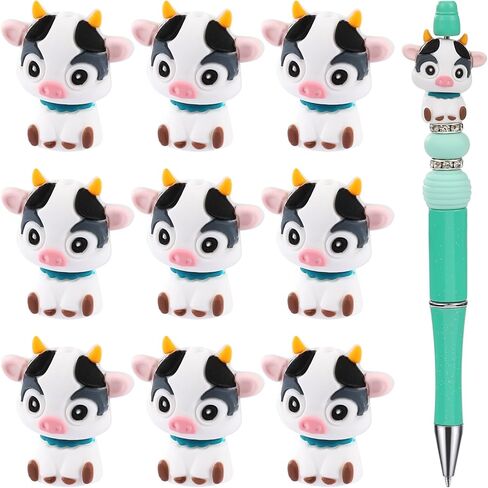 10Pcs 3D Bee Silicone Beads for Keychain Making Unique 3D Focals Animal Focal Beads for Pens Bracelets Necklace Earrings DIY Crafts Jewelry Making in Saudi Arabia