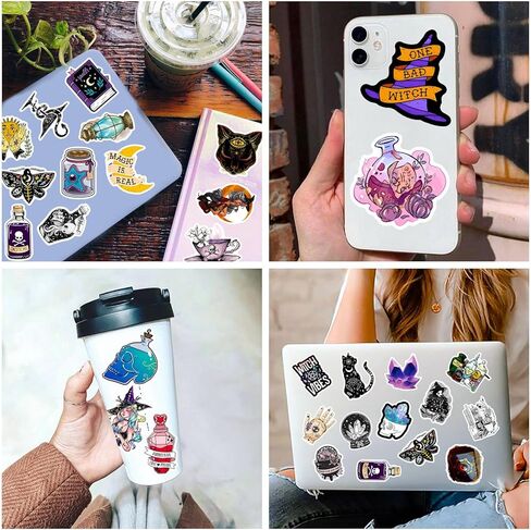 1 Bag 50Pcs Magic Witch Theme Paper Stickers Sets, Adhesive Decals for DIY Scrapbooking, Photo Album Decoration, Mixed Color, 43~71x29~69x0.2mm in Saudi Arabia