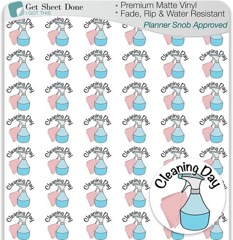 Clean Planner Stickers / 54 Fun Vinyl Stickers (1/2") / House Chores Work Reminder/Essential Productivity Life Stickers/Bullet Bujo Journal/ToDo to Do Appointments (Matte Vinyl, 1 Sheet) in Kuwait