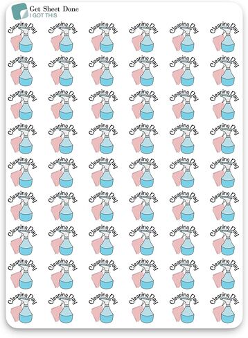 Clean Planner Stickers / 54 Fun Vinyl Stickers (1/2") / House Chores Work Reminder/Essential Productivity Life Stickers/Bullet Bujo Journal/ToDo to Do Appointments (Matte Vinyl, 1 Sheet) in Kuwait