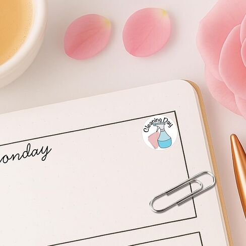 Clean Planner Stickers / 54 Fun Vinyl Stickers (1/2") / House Chores Work Reminder/Essential Productivity Life Stickers/Bullet Bujo Journal/ToDo to Do Appointments (Matte Vinyl, 1 Sheet) in Kuwait