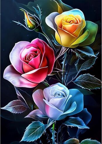 CEOVR Rose Diamond Art Kits for Adults, Flower 5D DIY Full Drill Diamond Painting Dots Gem Art, Adult Crafts Kits Arts and Crafts, Wall Decor for Home Office 12x16in in Saudi Arabia