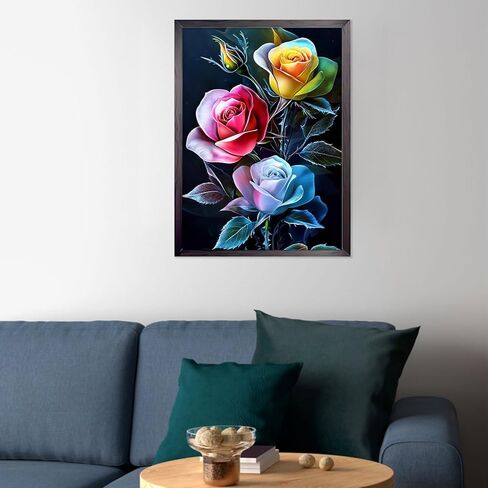 CEOVR Rose Diamond Art Kits for Adults, Flower 5D DIY Full Drill Diamond Painting Dots Gem Art, Adult Crafts Kits Arts and Crafts, Wall Decor for Home Office 12x16in in Saudi Arabia