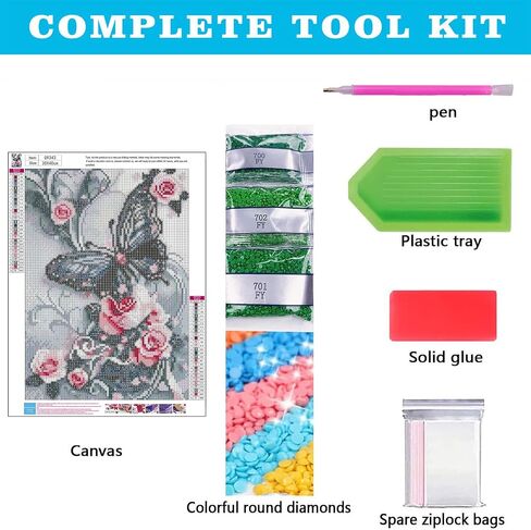 bleihum Butterfly Diamond Art Kits for Adults, Flower 5D Diamond Painting for Adults Beginners, DIY Full Drill Pink Rose Diamonds Paintings Gem Art Frameless Home Decor 12x16inch in Saudi Arabia