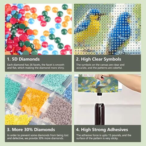FHBUBPUP Bird Diamond Art Kits for Adults, Diamond Painting Kits for Beginners - DIY Full Drill Round Diamond Dot Gem Art, Craft Gift Suitable for Home Wall Decoration 12×12 Inch in Saudi Arabia