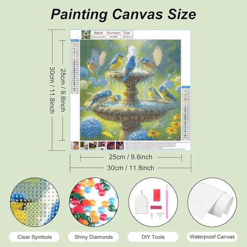 FHBUBPUP Bird Diamond Art Kits for Adults, Diamond Painting Kits for Beginners - DIY Full Drill Round Diamond Dot Gem Art, Craft Gift Suitable for Home Wall Decoration 12×12 Inch in Saudi Arabia