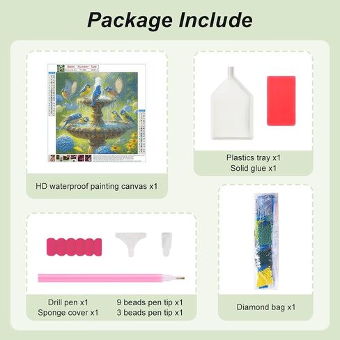 FHBUBPUP Bird Diamond Art Kits for Adults, Diamond Painting Kits for Beginners - DIY Full Drill Round Diamond Dot Gem Art, Craft Gift Suitable for Home Wall Decoration 12×12 Inch in Saudi Arabia