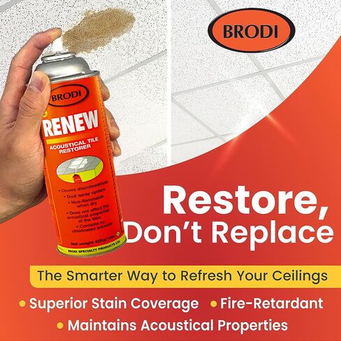 Renew Ceiling Tile Spray Paint, Commercial-Grade, Conceals Water & Smoke Stains, Fire-Retardant, Preserves Acoustics (Pack of 1) in Saudi Arabia