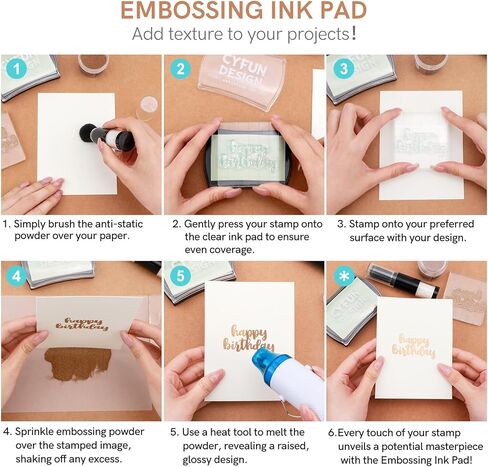 BAOFALI 2Pcs /Set Embossing Ink Pad Transparent Stamp Inkpad Set with Embossing Powder Tool Applicatorfor DIY Planner Scrapbook Card Making DIY Transparent Stamp Cling Seal Scrapbook StampCraft in Saudi Arabia