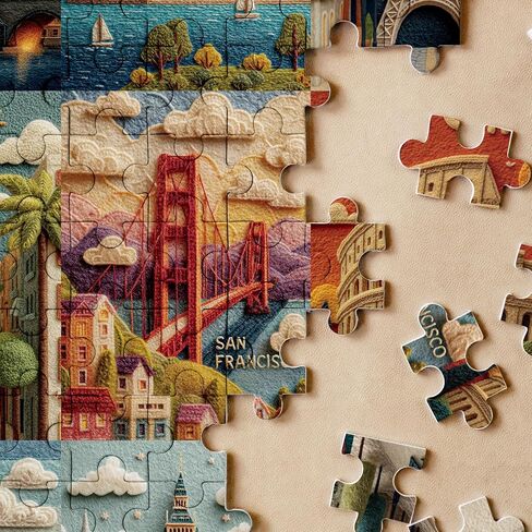 World Travel Landmarks Puzzles for Adults 1000 Pieces. Felt Style Landscape Poster Jigsaw Puzzles. Challenging New York, London, Paris Scenery Art Puzzles in Saudi Arabia