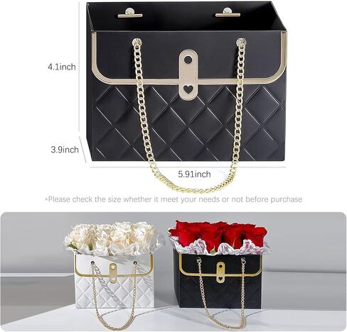 IPVSML Flower Paper Gift Box with Metal Chain,2025 New Bouquet Storage Bucket Florist Bag Handbag Case for Wedding Party Valentine's Day Birthday Mother's Day Wrap Bags (3Pcs Mix Color) in Saudi Arabia