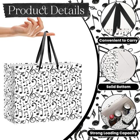 Music Theme Gift Bags Music Notes Gift Bag with Greeting Card Tissue Paper Piano Keys Wrapping Paper Bag Music Party Favor Bag for Art Lover Teacher Christmas Gifts Social Media Music Theme Party in Saudi Arabia