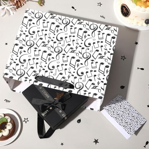 Music Theme Gift Bags Music Notes Gift Bag with Greeting Card Tissue Paper Piano Keys Wrapping Paper Bag Music Party Favor Bag for Art Lover Teacher Christmas Gifts Social Media Music Theme Party in Saudi Arabia
