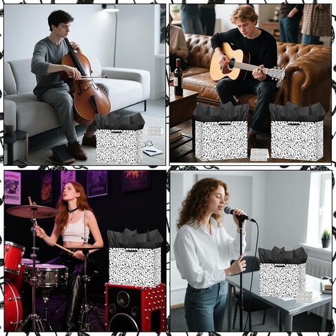 Music Theme Gift Bags Music Notes Gift Bag with Greeting Card Tissue Paper Piano Keys Wrapping Paper Bag Music Party Favor Bag for Art Lover Teacher Christmas Gifts Social Media Music Theme Party in Saudi Arabia