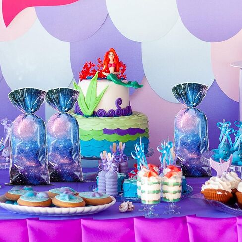 Clabby 100 Pcs Galaxy Party Favor Gift Bags, Cellophane Outer Space Candy Bags for Goodie Popcorn Treat, Solar System Planet Present Wrapping for Birthday Space Party Supplies in Saudi Arabia
