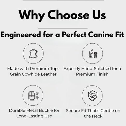 Genuine Leather Dog Collar with Solid Alloy Buckle, Hand-Stitched, Soft Non-Choking Design, Dark Brown, Includes Brown Leather AirTag Case (Small: Width = 0.7"; Neck = 9" - 14") in Kuwait