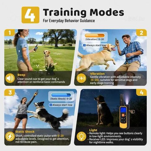 Waterproof Dog Shock Collar with Remote 3300 FT – 3 Modes Beep Vibrate Static, LED Light, 20-Level Adjustable, Rechargeable Training Collar for Small Medium Large Dogs 8-120 lbs in Saudi Arabia